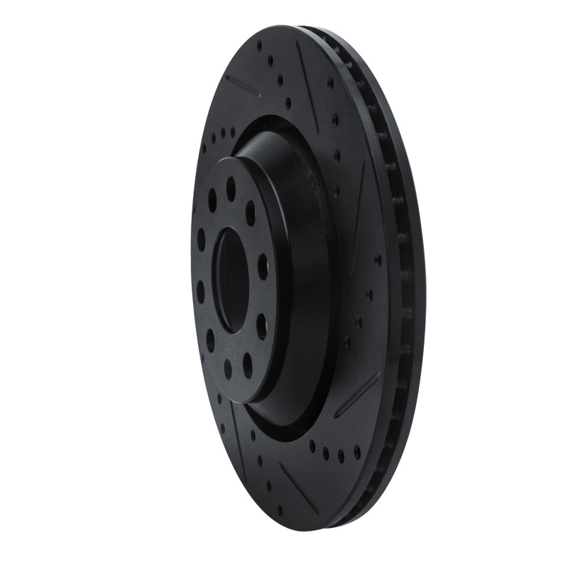 Audi RS Q3 Brake Rotor (1) - Rear Right - R1 Concepts - Drilled & Slotted - Black - `06-`25